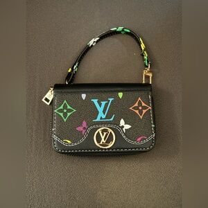 Black multi color Clutch Credit Card Holder